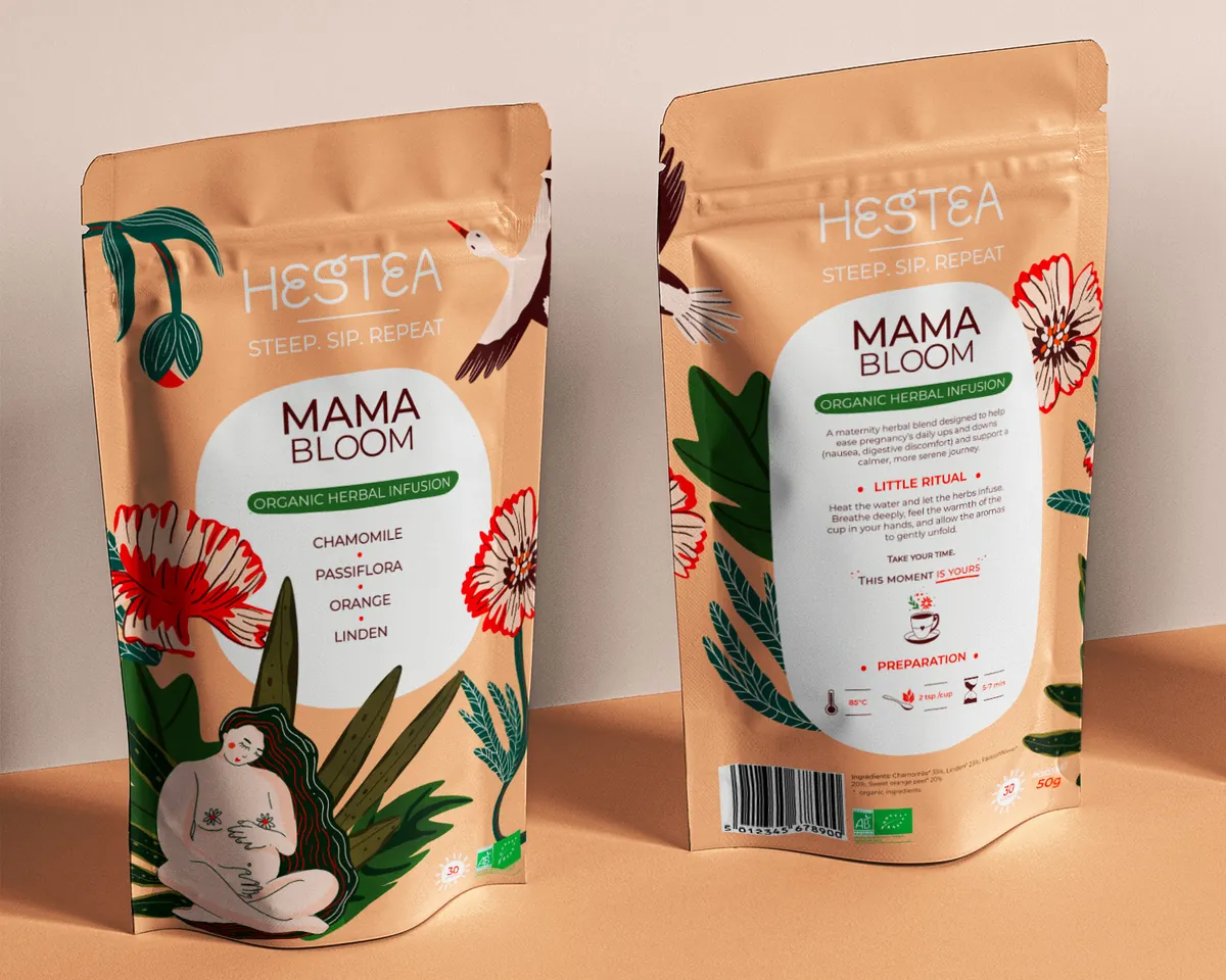 Packaging Mama Bloom, vues du recto et du verso