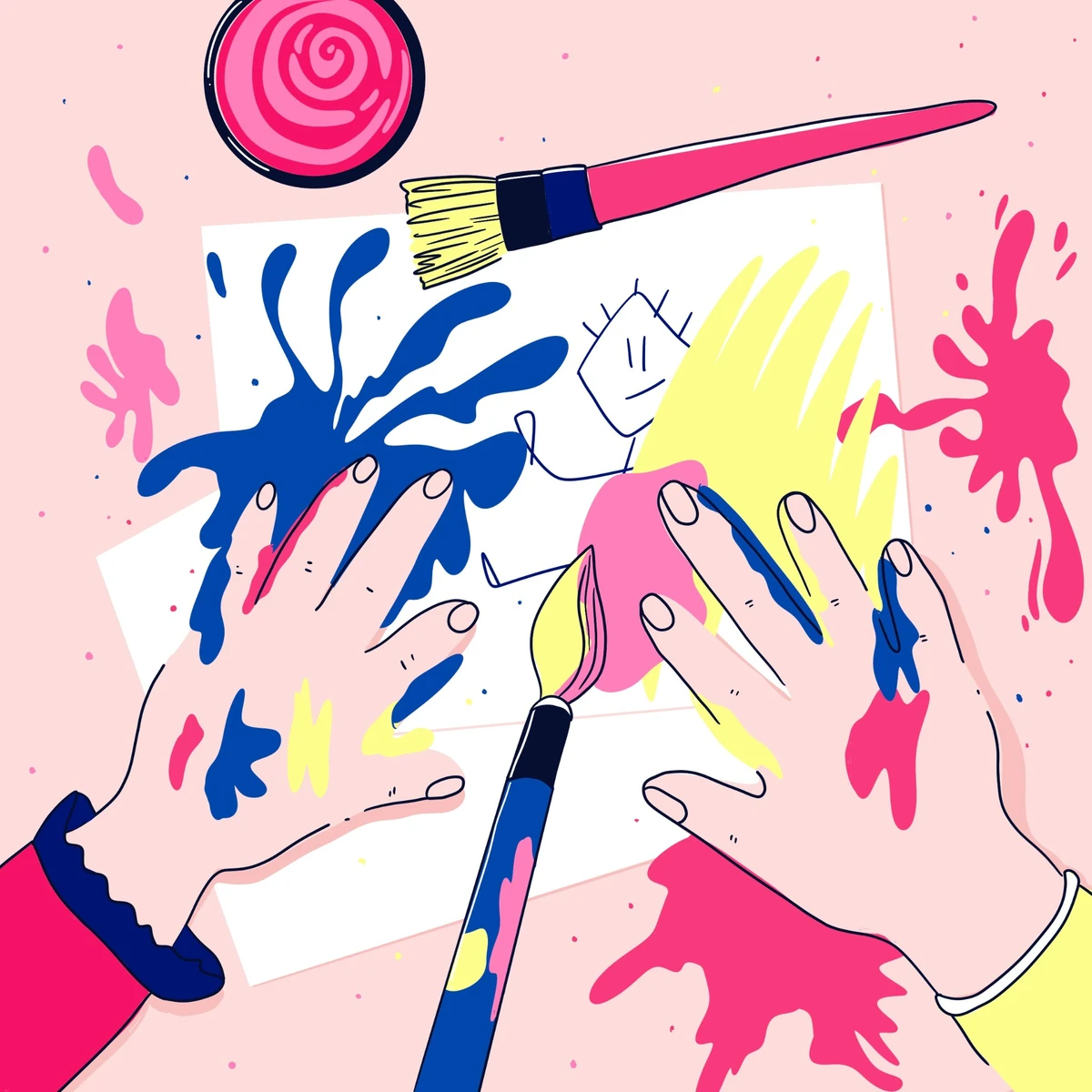 Les enfants explorent la peinture et les activités créatives