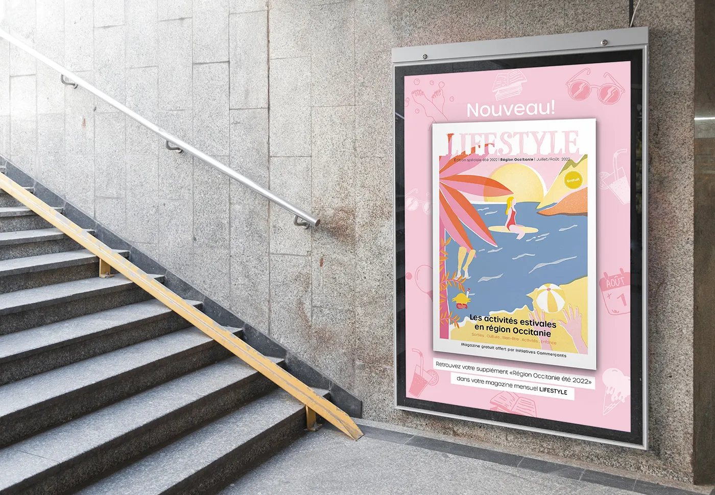 Affiche Lifestyle mise en situation près d’un escalier